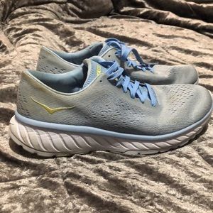 Light blue hoka one one running sneakers athletic shoes tennis gym baby blue